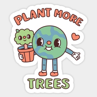 Cute Earth With Tree Pot Plant More Trees Sticker